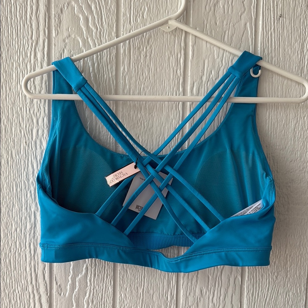 NWT Victoria's Secret Sport Blue Strappy Sports Bra size L - Picture 2 of 5